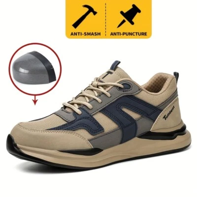 Work Sneakers Men Indestructible Safety Shoes Steel Toe Cap Puncture-Proof Boots - Image 1 of 4