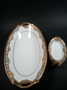 Vintage Royal Crockery Butter Bowl With Butter Pat Dishes Pierced Handles... - Picture 1 of 10