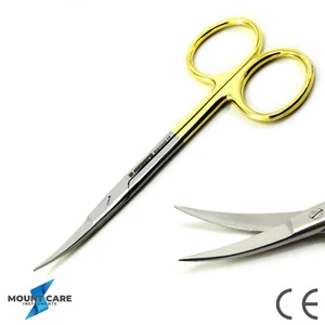 GERMAN TC Iris Scissors 4.5" Curved Surgical Veterinary Shear Dental Instruments - Picture 1 of 4