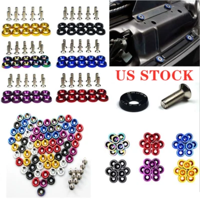 10Pcs M6 Bolt Screw+Aluminum Bumper Washer Set Car JDM Screw Washer Car Fender