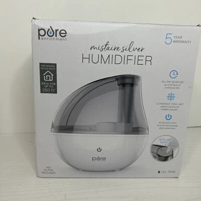 Humidificador de plata Pure Enrichment MistAire tanque de 1,5 L 250 pies no requiere filtro Foto 1 de 4