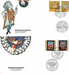Marcas de Navidad 1980 + 1981, carta oficial de primer día de bienestar - Imagen 1 de 1