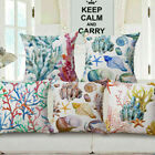 Pillow Case Cotton Linen Marine Life Sofa Bed Cushion Cover Home Decor XMAS Gift