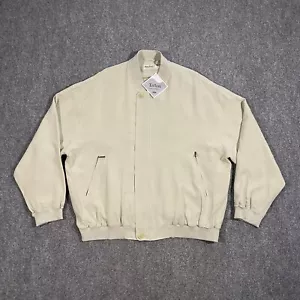 Norm Thompson Full Zip Silk Bomber Jacket Adult 2XL Beige Teflon Casual - Picture 1 of 23