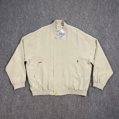 Norm Thompson Full Zip Silk Bomber Jacket Adult 2XL Beige Teflon Casual - Image 1 of 4