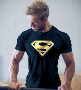 Men NEW Superman Workout Gym T-Shirt Bodybuilding Fitness Muscle Casual Tee