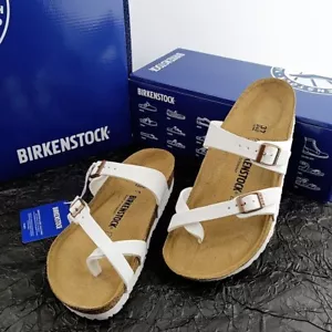 Birkenstock Mayari Birko-Flor White Sandals Leather Shoes Wide Size EU 37-41 - Picture 1 of 8