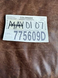 Colorado Temporary 2007 matrícula papel Temp TAG # 775609 D 1 de mayo - Imagen 1 de 4