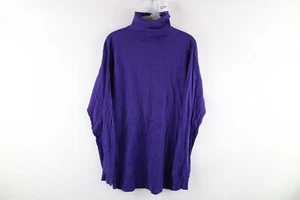 NOS Vintage 90s Streetwear Mens Large Blank Ribbed Turtleneck Shirt Purple USA - Picture 1 of 7