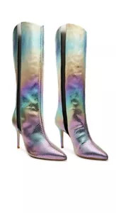 Botas hasta la rodilla Schutz Maryana cuero en relieve serpiente talla 5,5 $238 arco iris NUEVAS - Imagen 1 de 7