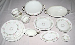 Haviland Limoges 27 pieces Red & Green: Plates, Gravy, Veg, Bowls, Cups Saucers - Picture 1 of 4