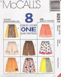 Pantalones cortos fáciles de poner en 2 longitudes patrón de costura McCalls 8251 Misses y para hombre - Imagen 1 de 2