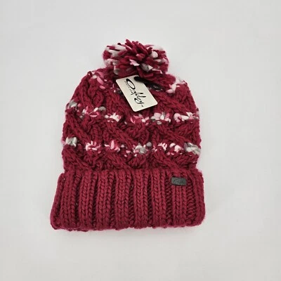 Gorro Oakley para mujer grueso tejido diamante Pom 81230 rojo cerise gris NUEVO NUEVO CON ETIQUETAS Foto 1 de 4