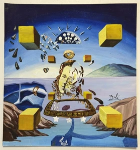 Salvador Dalí (Handarbeit) Zeichnung auf altem Papier signiert & gestempelt Mischtechnik - Bild 1 von 4