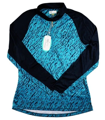 Greg Norman Shirt Womens Medium 1/4 Zip Long Sleeve Blue Pullover Tennis Stretch - Image 1 of 4