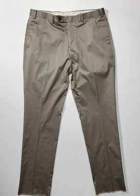 Mens Pewter Brown UNHEMMED ANKLE Flat Front Business Dress Pants/Slacks 36x34 - Image 1 of 4