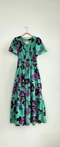 Anthropologie Damen Somerset Stufen Türkis Blumen Maxikleid Größe Small - Bild 1 von 13