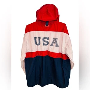Giacca a vento vintage Ralph Lauren Chaps rosso bianco blu USA, taglia large - Foto 1 di 14