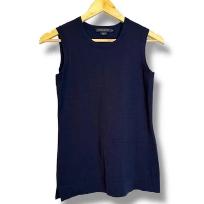 Pendleton Silk Cotton Blend Sleeveless Navy Blue Blouse Women’s XS - Image 1 of 4