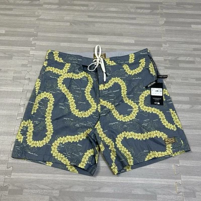 Pantalones Cortos RVCA Exotica Trunk 17" Para Hombre Talla 36 Amarillo Floral Azul Elastizados $60 Foto 1 de 4