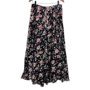 Isabel Marant Damen Größe 40 schwarz/rot Blumenmuster Seide A-Linie Maxi-Pull-On-Rock euc - Bild 1 von 7