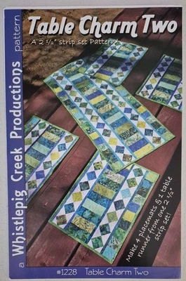 Table Charm Two, Quilt Pattern, Table Runner Pattern, Placemat Pattern, Blue - Image 1 of 2