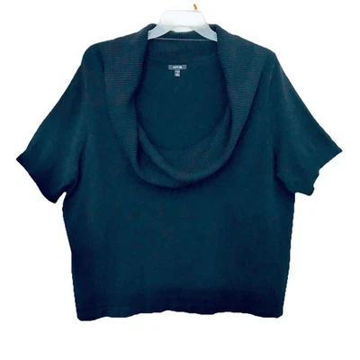 Apt. Suéter 9 para mujer Plus 2X negro acanalado capucha cuello manga corta suave Lagenlook Foto 1 de 4