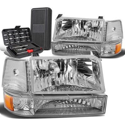Lámparas de parachoques de faros + caja de herramientas cromo ámbar para Ford F150/F250/F350 1992-1996 Foto 1 de 4