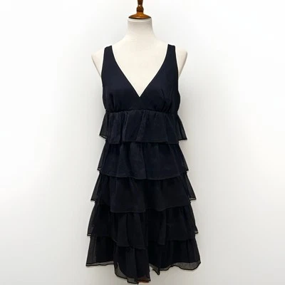 Vestido Babydoll J Crew 100% Seda Y2K Para Mujer 8 Volantes HOCO NUEVO CON ETIQUETAS Old Money Coastal Foto 1 de 4