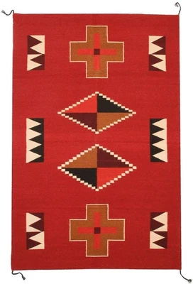 5×8 Ft Red Navajo Wool Kilim Rug Native American Style Southwest Aztec Area Rug - Image 1 of 4