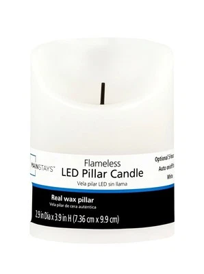 Беспламенная светодиодная свеча Mainstays без запаха упаковка 3 шт., белая, 3 x 4 дюйма - Изображение 1 из 4
