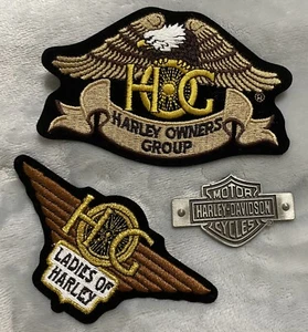 Lote de 3 insignias damas de Harley Davidson emblema de metal escudo Harley Owner’s Group - Imagen 1 de 8