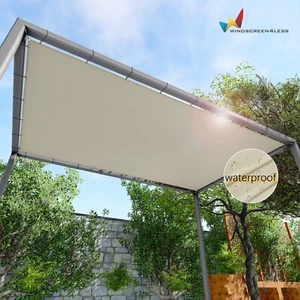 24FT Beige Straight Edge Waterproof Sun Shade Sail UV Blocker Patio Pool Cover - Picture 1 of 7