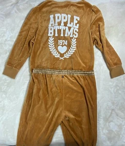 Apple Bottoms Womens Sweatsuit 2XL Gold Velour Pants Zip Up Hoodie Sequins Y2K - Picture 1 of 16