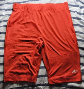 Red Stretch Compression Mesh Athletic Cycling A Logo Bicycle Shorts Youth S/M - Picture 1 of 4