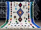 Moroccan White Rug Beni Ourain Colorful Wool Berber Rugs Custom Handmade Area