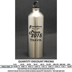Personalized Stainless Steel Water Bottle Prom Custom Engraved Formal Dance - Picture 1 of 15