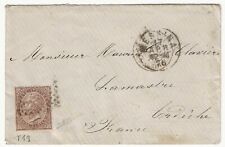 Regno - 30 c. bruno 1865 tiratura di Torino isolato su busta per la Francia