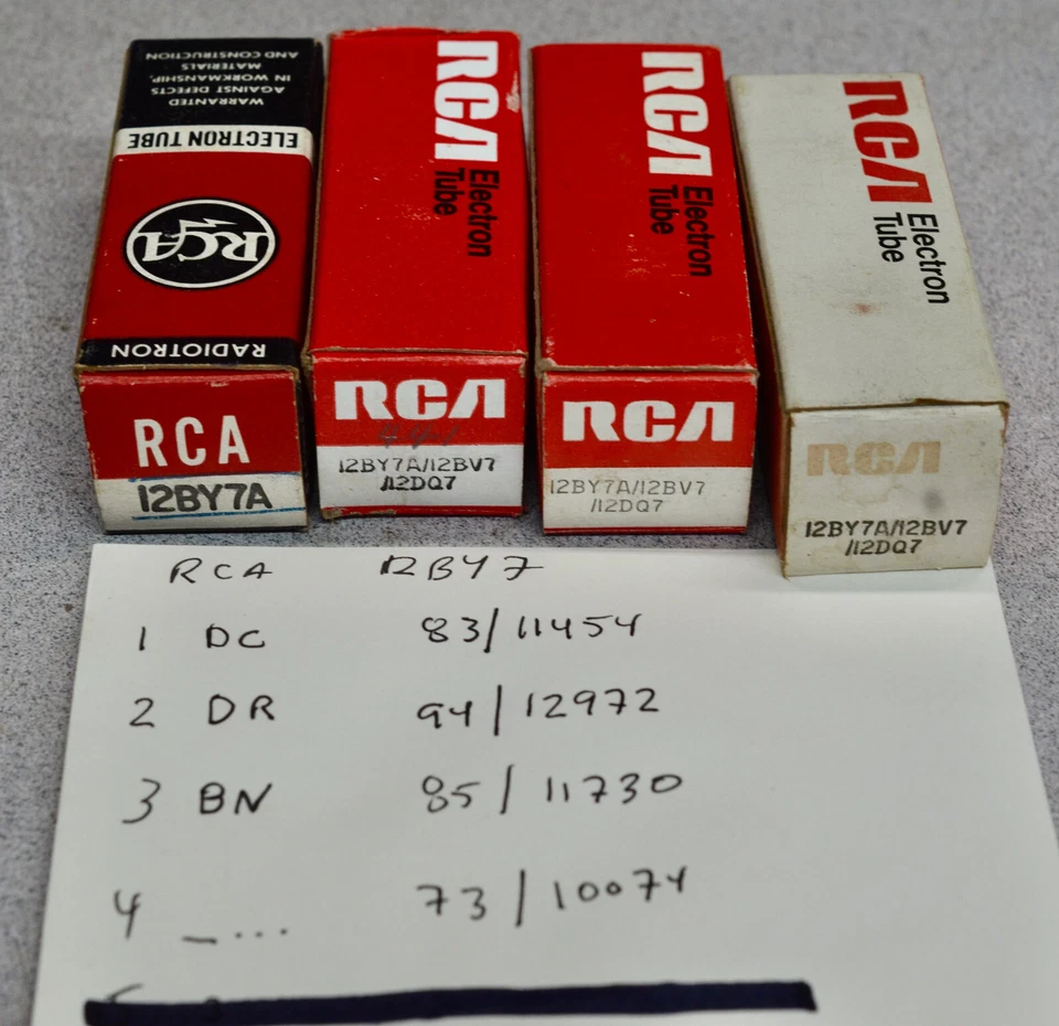 Tubo de alimentación de haz 4x NOS RCA 12BV7/12BY7A/EL180/12DQ7 Foto 1 de 2