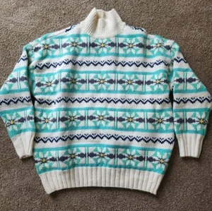 American Eagle Mock Neck Fair Isle Oversized Sweater Small EUC - Picture 1 of 2