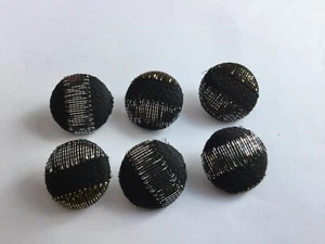 6 Vintage IB-36 runde Schaftknöpfe schwarz & schimmernd silber & gold bedeckt 1" - Bild 1 von 2