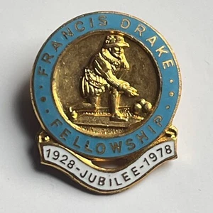 Francis Drake Fellowship Jubilee 1928 - 1978 Enamel Pin Badge Bowling Bowls - Picture 1 of 2