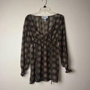 Jessica Howard Sheer Boho Style Tunic V-Neck Top Size 12 - Picture 1 of 5
