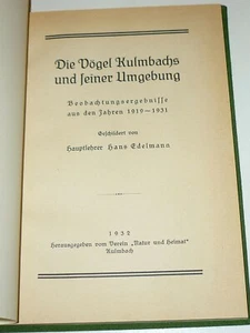 Hans Edelmann: The Birds of Kulmbach and Its Surroundings (1932) - Picture 1 of 2