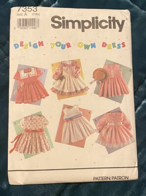 Simplicity Toddlers Design Your Own Dress Sewing Pattern Size A 2-6X #7353 UNCUT - Image 1 of 3