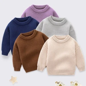 Children Sweaters Toddler Boys Girls Cartoon Sleeve Kids Knitting Pullovers Tops - Picture 1 of 11