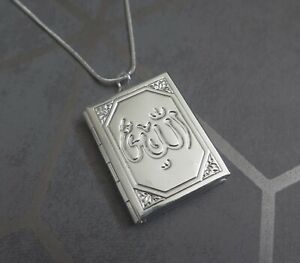 Solid 925 Sterling Silver Quran Locket Necklace for Photo, Keepsake