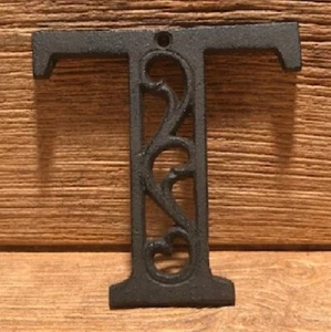 Letter "T" Ornate Cast Iron Filigree 4 5/8" tall by 4 5/8" wide Rustic 0557-T - Picture 1 of 24