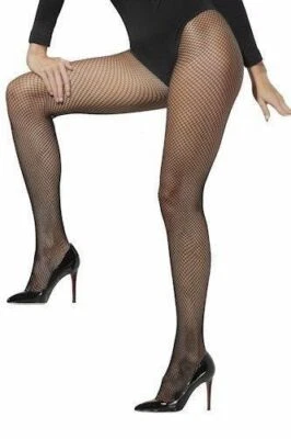Smiffy's Black Fishnet Tights Halloween Fancy Dress Standard + XL Sizes Foto 1 de 2