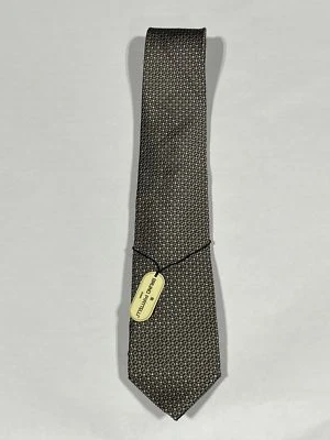 男式 Bruno Piattelli 棕色钻石图案领带手工制作纯丝绸新品 — 第 1/3 张图片